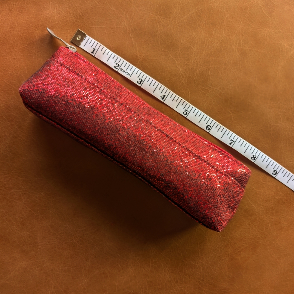 YBF Glittery Red Zip Pouch Art Pencils / MakeUp Bag / Stationery Supplies - NWOT - Picture 10 of 14
